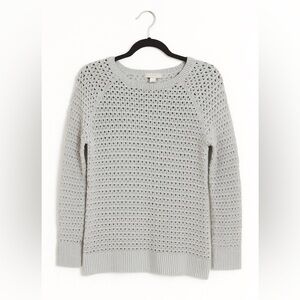 Ann Taylor LOFT Gray Open-Knit Pullover Sweater Size: Medium Casual Trendy